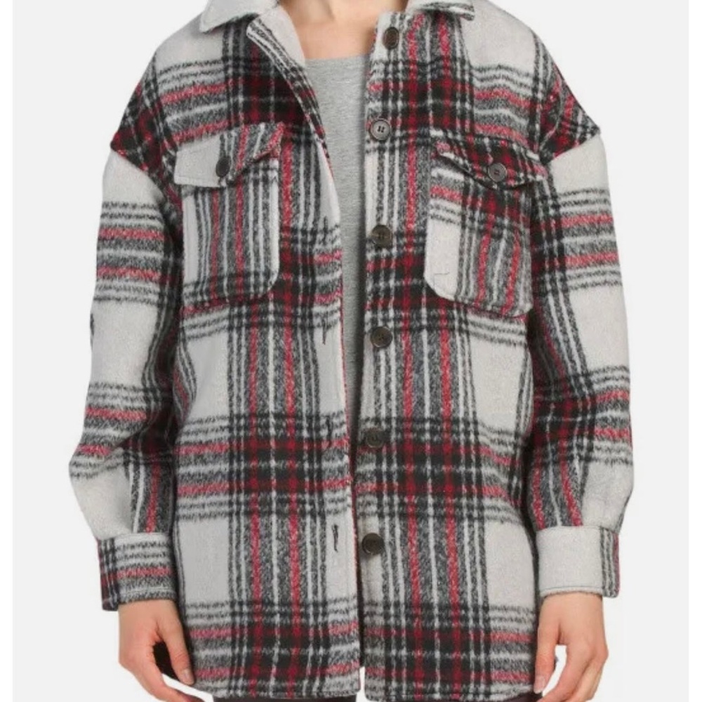 7 For All Mankind Plaid Jacket - Red, Black, Gray